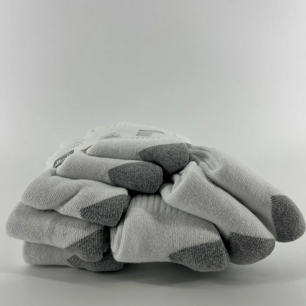 Member's Mark Crew Socks 10 Pair Cotton Blend Sizes 6-12 White & Gray Workwear
